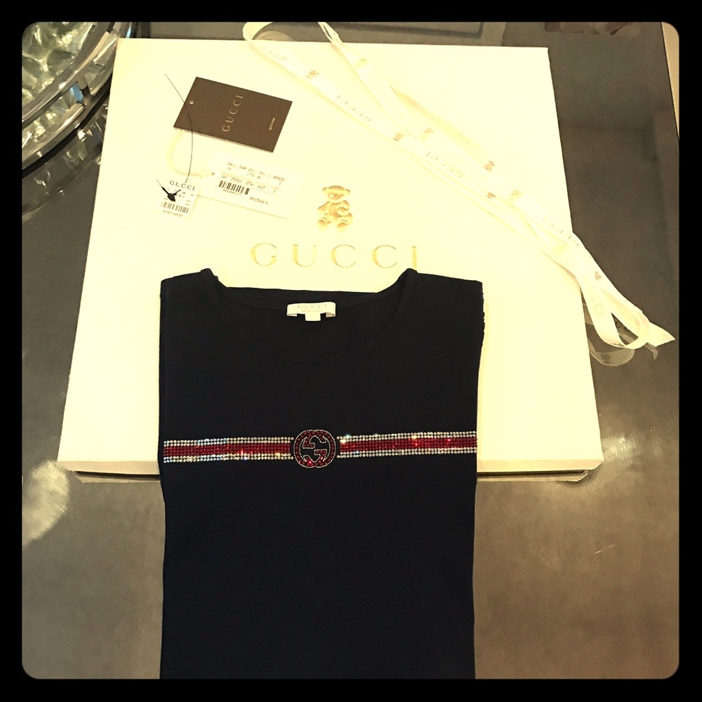 SOLD!!!Gucci Swarovski detail logo dress!